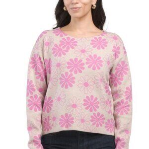 NWT RACHEL ZOE Long Sleeve Scoop Neck Floral Sweater with Matching Headband